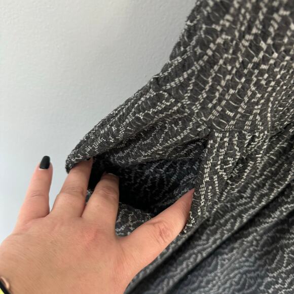 Vanity Cap Sleeve Fit & Flare Dress Women's Size Small Dark Gray & White Pockets - Picture 3 of 9